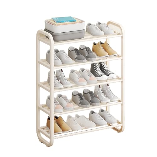 靴ラック、シューズラック、収納棚 靴棚 玄関収納、靴収納大容量 靴棚、省スペース スリム、靴入れ 組み立て式、下駄箱 小物 ブーツ収納、軽量 おしゃれ 多機能、アパート 家庭用 (ホワイト,5層 60cm)