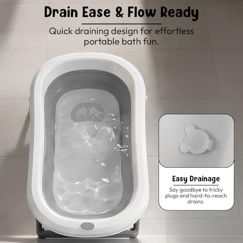 Image of StarAndDaisy Baby Bath Tub for 0 to 5 Years /Bath Tub for Kids 0-3 Years, Tub for Girls & Boys with Foldable Legs, Easy to Store -Grey