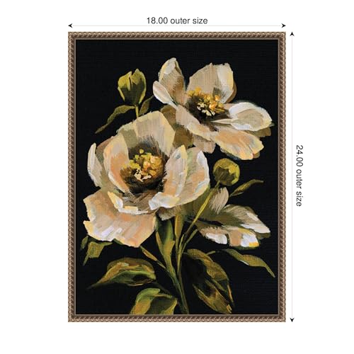 Kate and Laurel Moody Floral 8 Framed Canvas Wall Art by Annie Quigley 18 x 24 Sylvie Beaded Dark Gold, Modern, Flowers, Nature Art for Wall Decor, Living Room, Bedroom by Kate and Laurel - Image 8