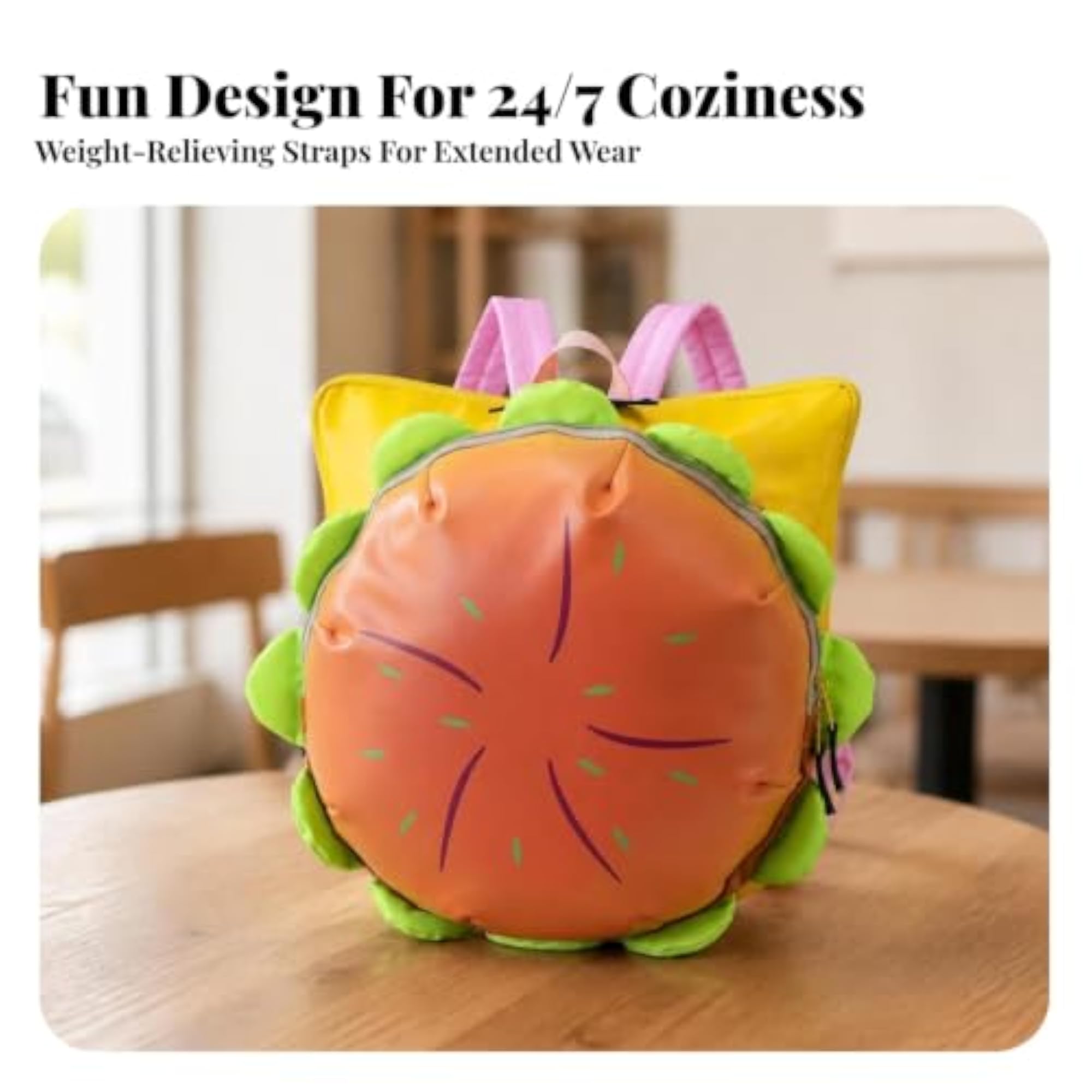 Playful Burger Backpack, Casual Hamburger Daypack