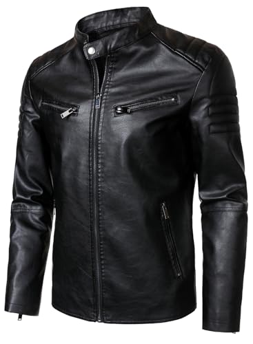 HOOD CREW Faux Leather Motorcycle Jacket