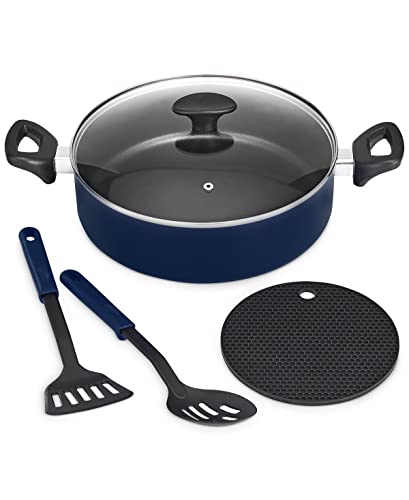 Best Bella 5 Pc Nonstick Everyday Pan Set 2 Bella 5-pc. Nonstick Everyday Pan Set in Navy Blue