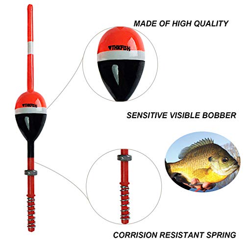 Thkfish Fishing Floats And Bobbers Balsa Wood Floats Spring Bobbers With Oval Slip Bobbers For Crappie Panfish Walleyes Fixed Bobber 1"X0.7"X6" 5Pcs #TOP2