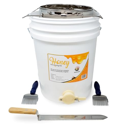 SunVara Honey Bucket with Gate 5 Gallon Kit - Stainless Steel Double Layer Strainer, Uncapping Knife Honey Scrapper Tool Beekeeping Equipment, Honey Extractor Equipment, Bee Supplies - Image 3