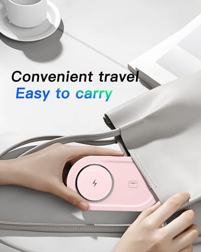 Image of Upgraded 3 in 1 Wireless Charging Station for Apple Devices, Faster Mag-Safe Charger Stand, Magnetic Charger Station for iPhone 16 /15 /14 /13 /12 Series & AirPods Pro & Apple Watch Series (Pink)