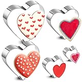 Patelai 5 Pcs Heart Shape Cookie Cutter Set 5 Size Small Heart Cookie Cutter for Valentine's Day Love Shaped Mold for Sandwiches, Biscuit (3.15' 2.76' 2.36' 1.57' 1.18')
