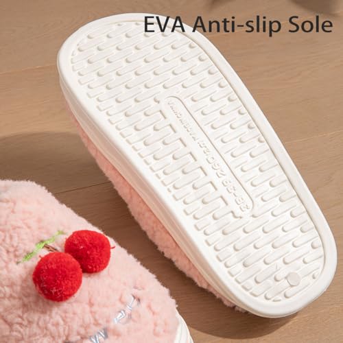 UNICOLD Fuzzy Fluffy Cute Strawberry House Slippers For Women, Comfy Memory Foam Cloudy Soft Warm Slippers Indoor Outdoor In Winter4