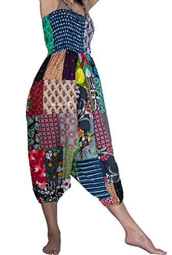 Tribe Azure 100% Cotton Harem Pants Colorful Summer Hippie Yoga Boho Casual Fashion Women (Medium) #TOP6