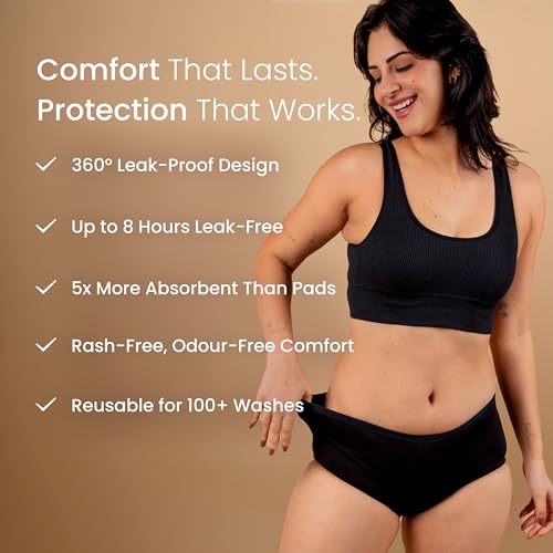 Image of REVAA Heavy Period Panty for Women & Girls (Pack of 1) Soft Cotton, Reusable & Leak Proof Menstrual Underwear, No Pads Required, Rash-Free Comfort, for Super Heavy Flow, Lasts Up to 2 Yrs