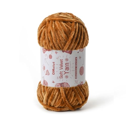 Image of 100g Fluffy Velvet Chenille Yarn for Crocheting and Knitting, 80m (87.5yd) Baby Yarn for Crocheting Soft, Crochet Chunky Yarns Amigurumi Yarns (Brown)