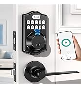 keyless Entry Door Lock deadbolt with Handle Set- Front Door Fingerprint Smart Locks with 2 Lever...