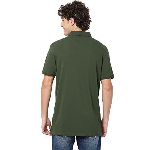 Image of Spykar Men's Slim Fit Polo Neck Half Sleeve Solid Casual T-Shirt
