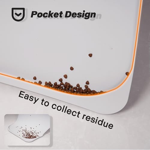 Dog & Cat Mat for Food and Water - Nityers Dog Food Mat for Floors Waterproof with Pocket, High Raised Edges, Thicker BPA Free Silicone, Pet Feeding mat for Bowl, Automatic pet Feeder, Water Fountain — view 4