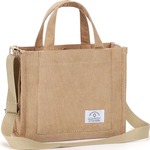 WantGor Tote Bag for Women, Corduroy Crossbody Bags Shoulder Handbag