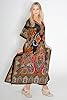 Miss Lavish London Long Kaftan Dress for Women - Summer Printed Plus Size Maxi Caftan, Beach Cover Up, Swimwear Coverup, Resort Wear, Lounge Party Dress, Hawaii Vacation Outfit- Black- 2XL #3