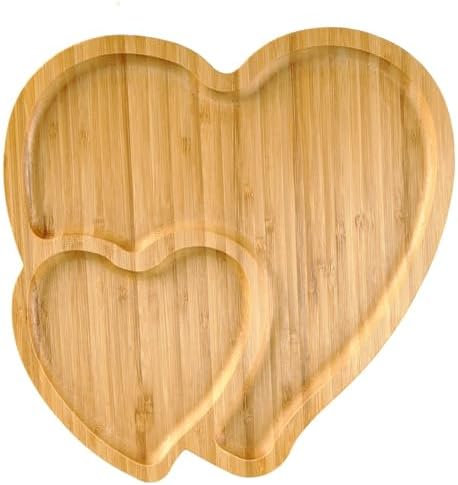 BinaryABC Heart Shaped Charcuterie Board Wood Serving Platters an...