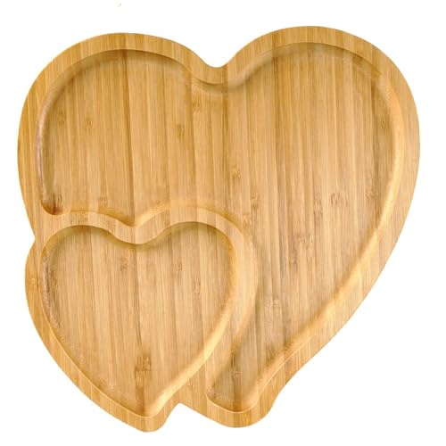 BinaryABC Heart Shaped Charcuterie Board Wood Serving Platters and Trays Side Dish Serving Trays,Valentines Day Table Decorations Supplies
