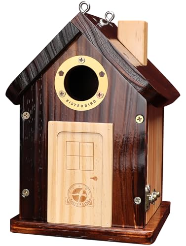 Bluebird Houses for Outside Premium Bird Houses for Outside Wooden Cabin Birdhouses for Outdoors Weatherproof Courtyard Decorated Hanging Bird House Nesting Bird House