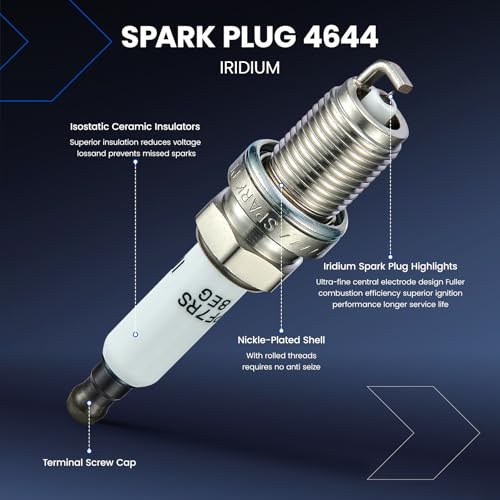 Image of Set of 4 Ignition Coil Pack UF529 and Iridium Spark Plugs 4644 4 Pack Compatible with Audi A3 A4 A5 Quattro Q5 TT Quattro VW CC Golf GTI Jetta Passat 1.8L 2.0L L4 3.0L 3.2L V6