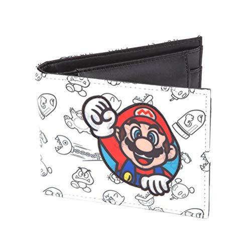 Bioworld Nintendo Super Mario Bros. Patch with All-Over Pattern Bi-Fold Wallet, (Mw060205Ntn) Credit Card Case, 17 cm, White