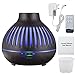 400ml Ultradźwiękowy nawilżacz powietrza Essential Oil Aroma Dyfuzor Mist Maker Pilot zdalnego sterowania z 7 kolorowych świateł nocnych (Color : Dark wood grain, Size : US Plug)