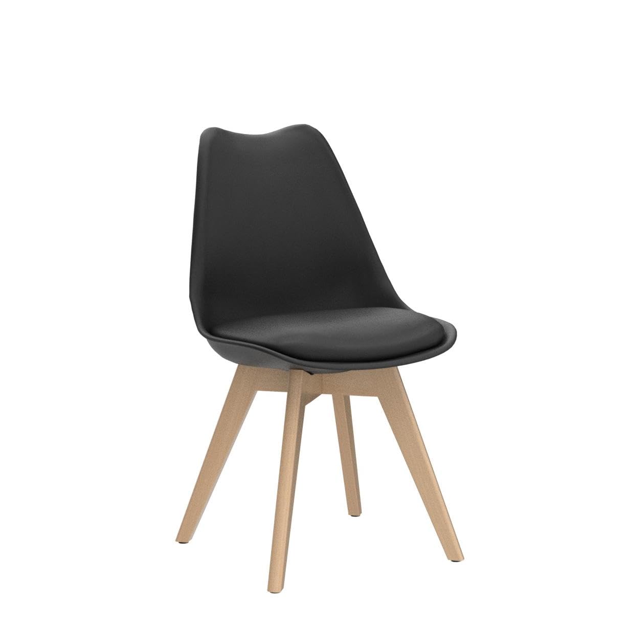 DEWINNER Chaises de Salle à Manger Scandinave Lot de 6, Chaise Noire, Pieds en Bois de Hêtre Massif