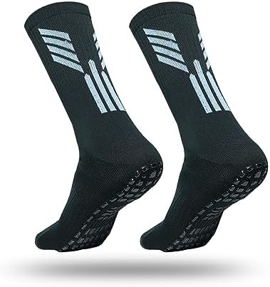 Mizaki Anti-Slip Football Socks for Men & Women Calf Length - Football Grip Stockings with Rubber Pad Grip Technology
