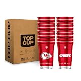 Top Cup NFL Kansas City Chiefs 20 oz Reusable Aluminum Cups 20 Count | Officially Licensed, Durable, Reusable & Recyclable, Made in USA