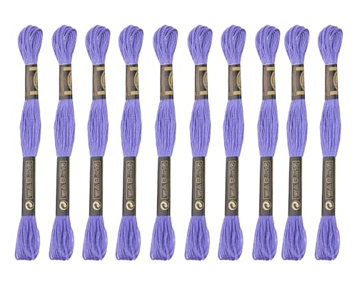 Image of 12 Skeins Embroidery Cotton Floss is 100% Egyptian Long Fiber Cotton of 8.75yds Each Cottons Cross Stitch Thread for Hand Embroidery DIY Creation and Friendship Bracelet String. (12, Medium Purple)