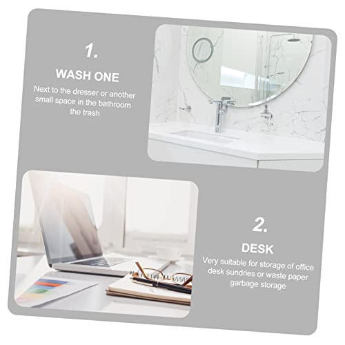 Pequeña papelera rectangular blanca de plástico para escritorio miniatura 7