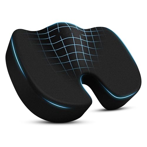 D&S Global Seat Cushion for Office Desk Chair, Car Cushion, Tailbone, Lower Back, Sciatica Pain Relief, Memory Foam Coccyx Seat Cushion, Wheelchair, Gaming Chair