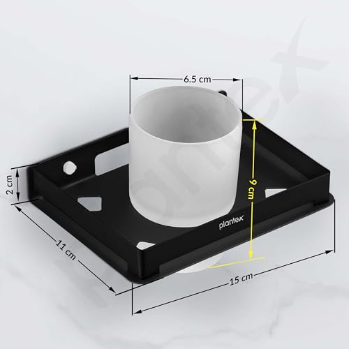 Image of Plantex Tumbler Holder for Bathroom /Stainless Steel Toothbrush Holder /Toothpaste /Razor Holder /Bathroom Accessories - Pack of 1 (Black)