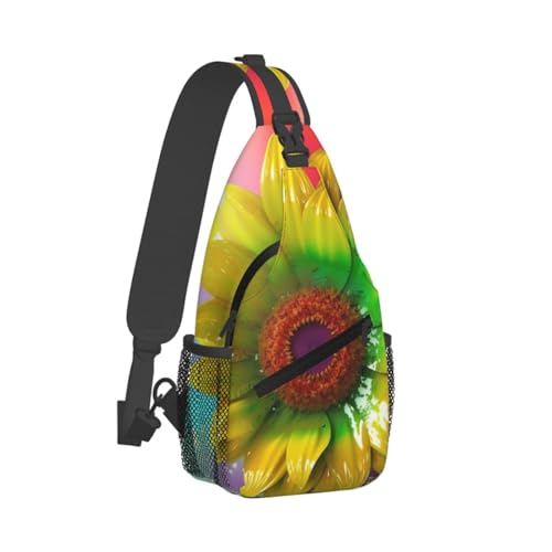 Bolso cruzado 3D con girasol colorido para hombres y mujeres miniatura 2