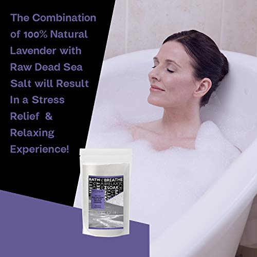 Pure Dead Sea Salt For Soaking With 100% Natural Lavender Essential Oil - 5 Lb Spa Bath Salt Fine Grain In Resealable Pack - For Body Wash Scrub - Soak For Women & Men For Tired Muscles & Skin Issues #TOP1