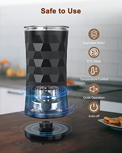 Ipshea Milk Frother, Electric Milk Frother And Steamer, 4 In 1 Hot & Cold Foam Maker With Temperature Control, Quiet Auto Milk Warmer For Coffee, Latte, Cappuccino, Hot Chocolates #TOP4