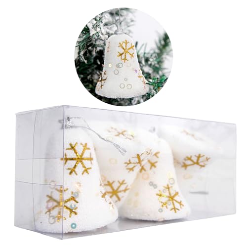 4Pcs Christmas Snowflake Bells Pendant Tree Decorations Festive Hanging Ornament Decors For Holiday Party Supplies