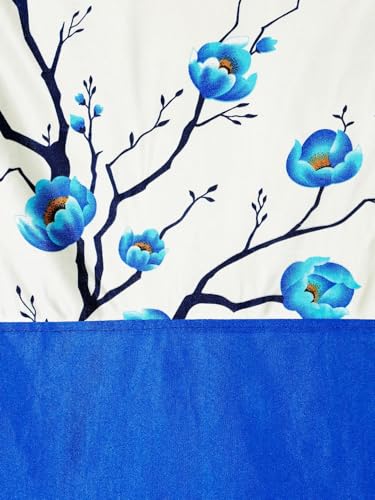 Image of Fashion String 2 Pieces 3D Tulip Patch Grommet Polyester Door Curtains - 7 Feet, Blue