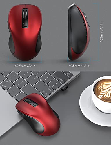 Trueque Wireless Mouse For Laptop, 2.4G Ergonomic Computer Mouse With 3 Adjustable Dpi Levels, Page Up & Down Buttons, Usb Mouse For Chromebook, Pc, Desktop, Notebook, Macbook (Red) #TOP4
