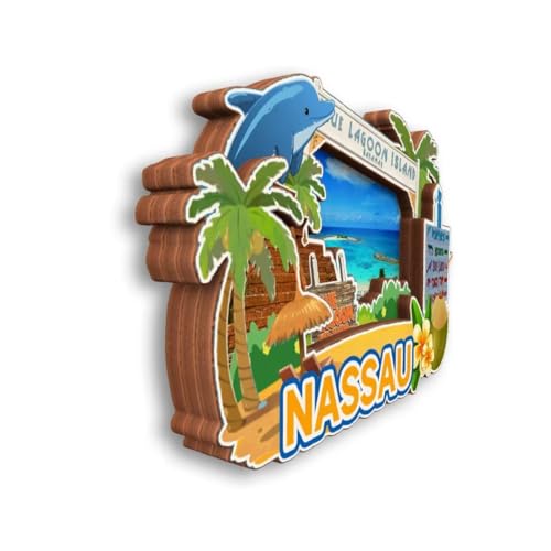 Imán Decorativo de Madera Nassau Bahamas 3D miniatura 3