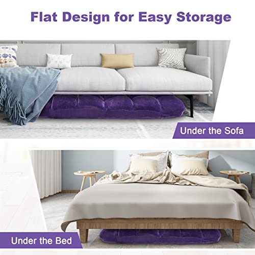 Acipenser Folding Floor Gaming Chair 14-Poistion Cushioned Adjustable Floor Lazy Sofa Chair W/Breathable Cotton & Skin-Friendly Flannel For Adults & Kids Ideal For Reading Gaming Meditating, Purple #TOP6