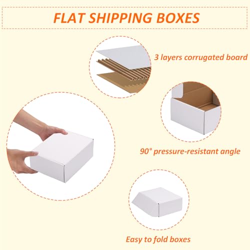 Image of HORLIMER 8x6x3 inches Shipping Boxes Set of 25, White Corrugated Cardboard Box Literature Mailer, 25 Stickers Included