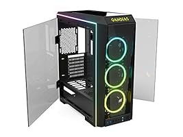 GAMDIAS RGB Gaming Mid-Tower Case Four-Sided Tempered Glass Four LED Strip Switchable IO Port with Three RGB Fans Cases Sync Motherboard TALOS P1A