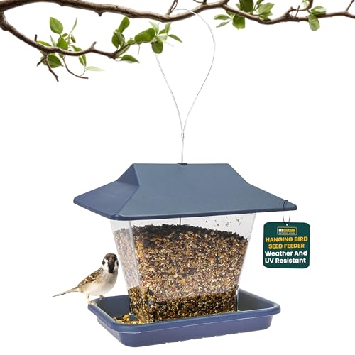 My Garden Bird Feeder Hanging Bird Feeding Station Weather & UV Resistant Seed Feeder, Easy to Clean & Assemble, Hanging Food Feeders for Robins and Small Birds Ideal for Gardens Balconies Patios
