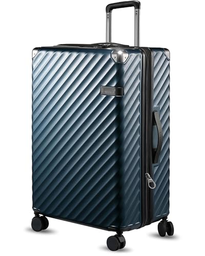 28 Inch Luggage with Spinner Wheels, KVC Expandable Hardside Large Checked Suitcase (EX-Core, Navy, 28 Inch, 105L-113L)