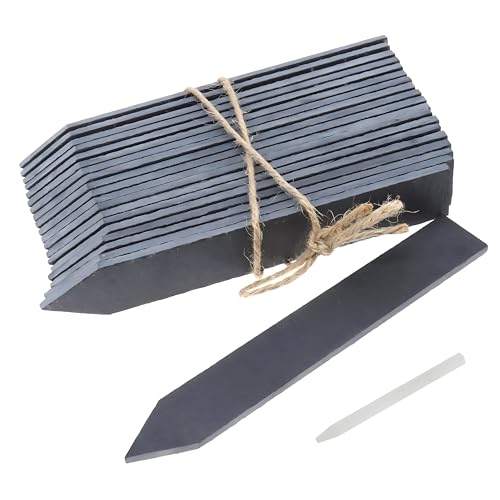 10 Stück Kräuterschilder Schiefer Pflanzschilder für Draussen Schiefer Pflanzenschilder Pflanzenstecker zum Beschriften Wetterfest Schiefertafel zum Beschriften Schiefer (20X3CM)