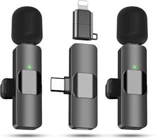 【Plug-and-Play Simplicity for iPhone & Android】No Bluetooth pairing or extra apps needed. Just plug in the receiver and start recording instantly with this wireless mini microphone, so you can focus on your creativity anytime, anywhere. The built-in ...