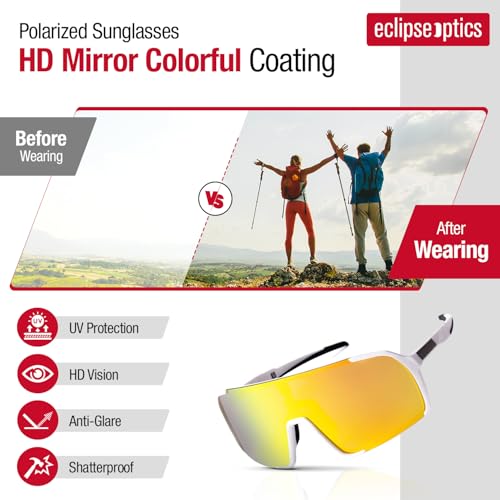 Polarized Sports Sunglasses with Interchangeable Lenses & UV Protection - Perfect for Cycling, Running2