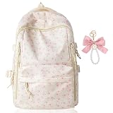BACH AND BOUJEE Rucksack Mit Blumen Schleife Für Damen Laptop Rucksack In Rosa Leichte Freizeit Schulranzen Für Teenager Mädchen Für Reisen Arbeit Und Schulbedarf