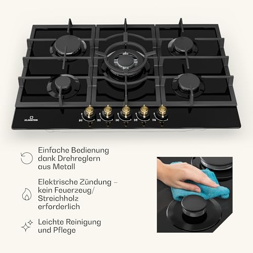 Gaskochfeld Klarstein Victoria mit 5 Flammen und Retro-Design
