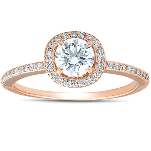 Pompeii 1 1/4ct Cushion Halo Rose Gold Lab Grown Diamond Engagement Ring 14K (G/H,SI)